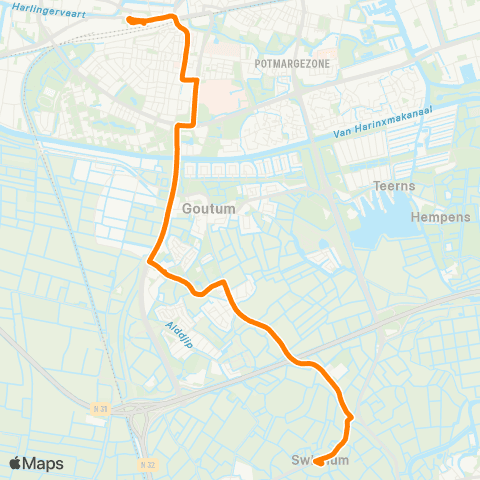 Qbuzz Swichum - Leeuwarden Busstation map
