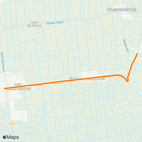 Qbuzz Alde Leie - Sint-Annaparochie Van Harenstraat map