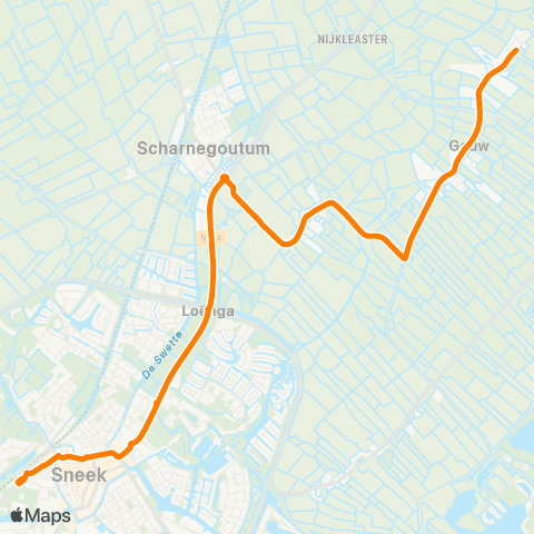 Qbuzz Sibrandabuorren - Sneek Busstation map