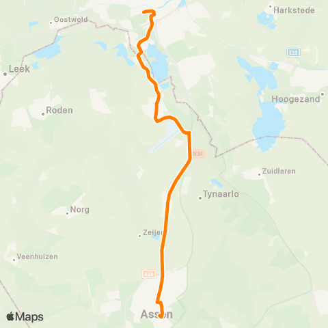 Qbuzz Nachtbus Assen - Eelde map