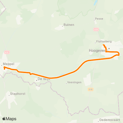 Qbuzz Nacht-snelbus Mepel - Hoogeveen map