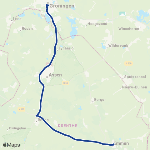 Qbuzz Emmen - Groningen map
