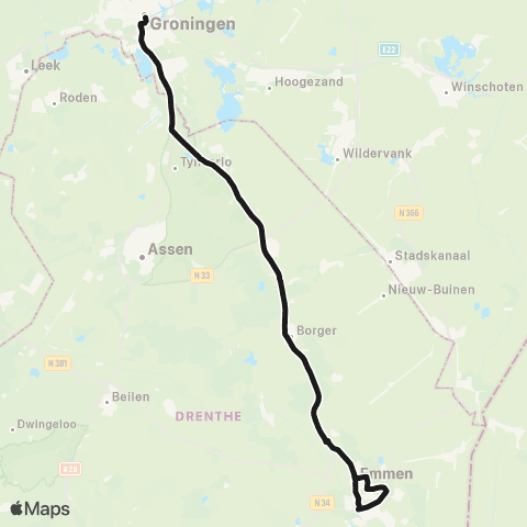 Qbuzz Emmen - Groningen map
