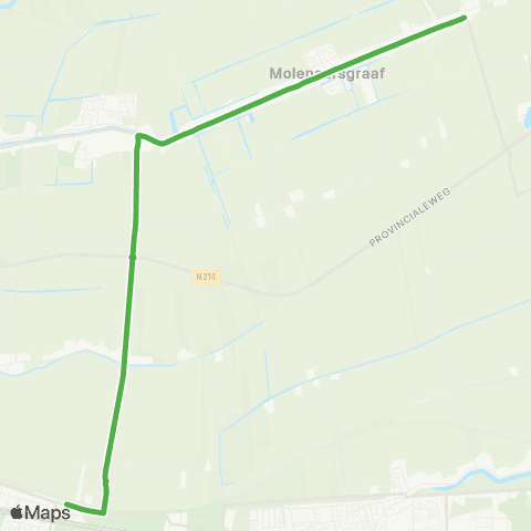 Qbuzz Pendelbus werkzaamheden N214 map