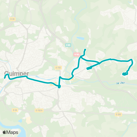QUB Ergué-Gabéric Bourg - Quimper Ctre-Ville map