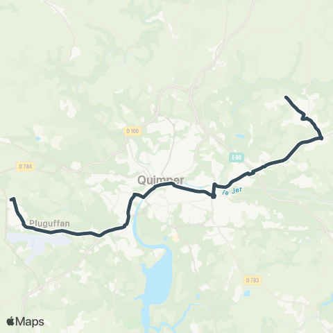 QUB Pluguffan Andrieux - Ergué-Gabéric Lestonan map