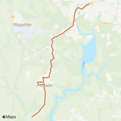 QUB Plomelin Kerveo - Quimper Centre-Ville map