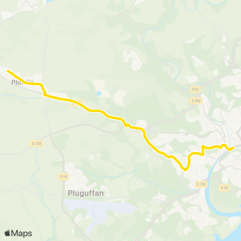 QUB - Lignes scolaires Plonéis Croix Rouge - Quimper Ctre-Ville map