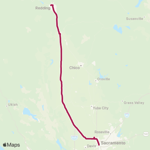 RABA 5x Sacramento / Amtrak Thruway map