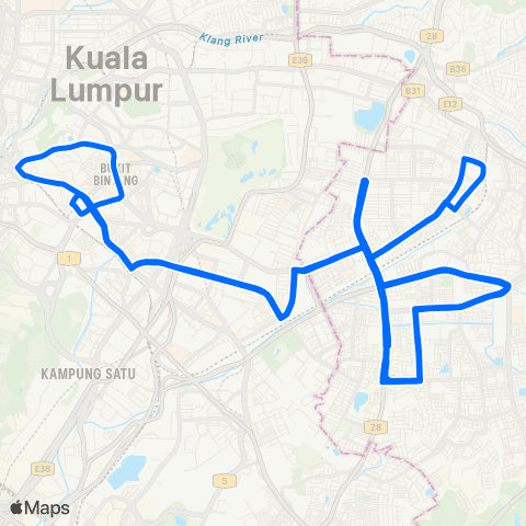 Rapid KL Hentian Taman Dagang ~ Menara Maybank via Bukit Bintang map