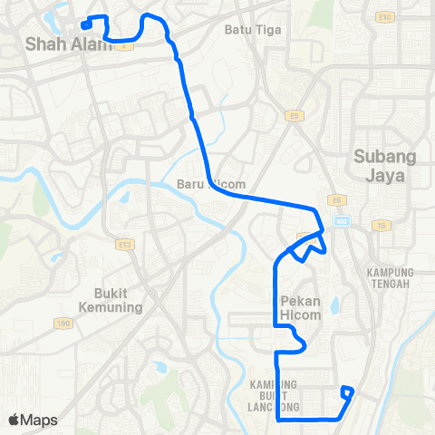Rapid KL Stesen LRT Putra Height ~ Hentian Bandar Shah Alam map
