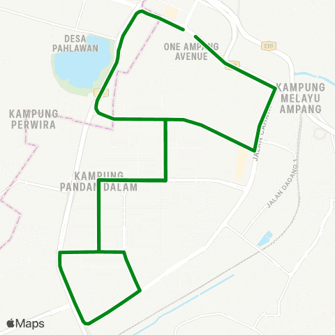 Rapid KL Ampang Point ~ Stesen LRT Pandan Indah map