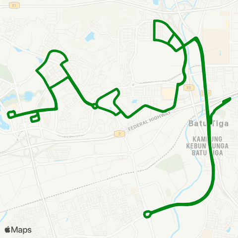 Rapid KL Hentian Bandar Seksyen 14 ~ Stesen Ktm Batu 3 map