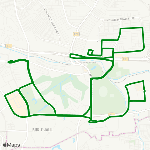 Rapid KL Stesen LRT Awan Besar ~ Tpm via Stesen LRT Bukit Jalil map