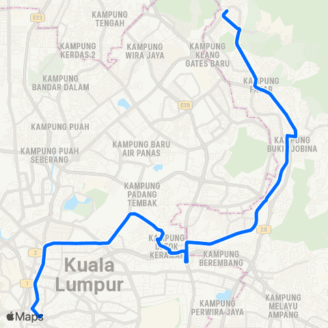 Rapid KL Taman Melawati ~ Lebuh Ampang map