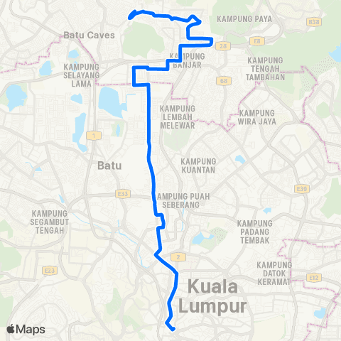 Rapid KL Hab Wira Damai ~ Lebuh Ampang via Sentul map
