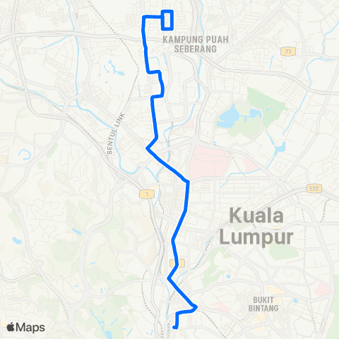 Rapid KL Taman Dato' Senu ~ Hab Pasar Seni map