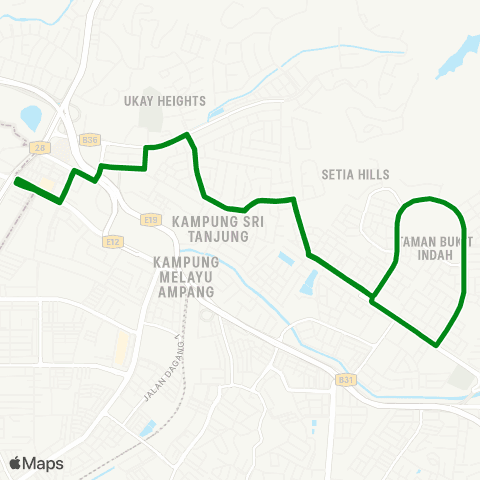 Rapid KL Bukit Indah ~ Ampang Point via Jalan Rasmi map