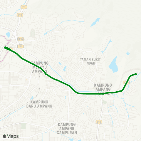 Rapid KL Hutan Lipur Ampang ~ Ampang Point map