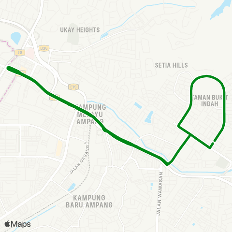 Rapid KL Bukit Indah ~ Ampang Point via Jalan Ampang map