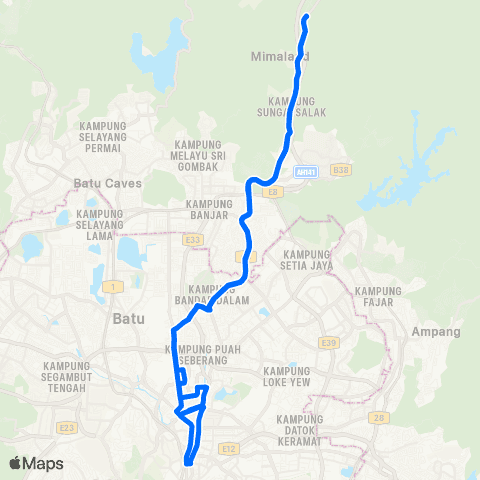 Rapid KL Batu 12 Gombak – Sogo KL map