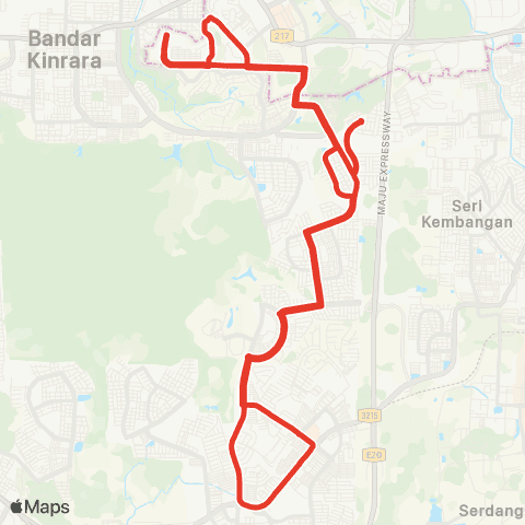 Rapid KL MTR Feeder T543 map