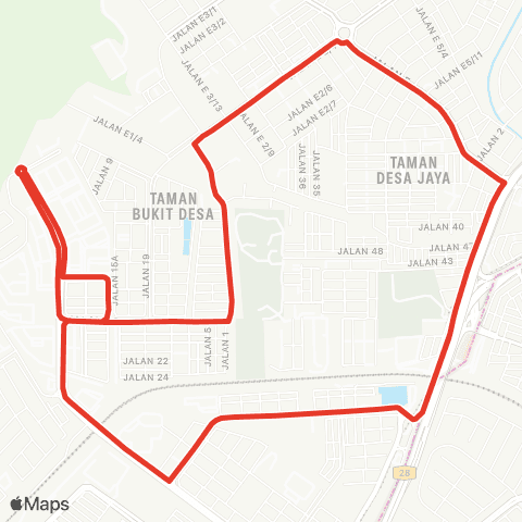 Rapid KL MTR Feeder T110 map
