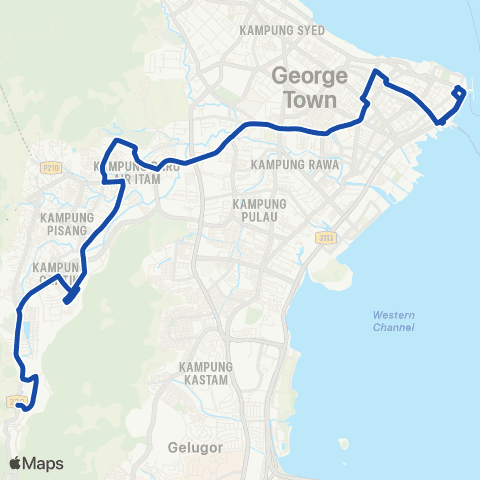 Rapid Bus Penang 202 map