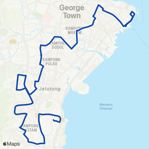 Rapid Bus Penang 206 map