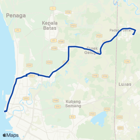 Rapid Bus Penang 613 map
