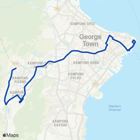 Rapid Bus Penang 203 map