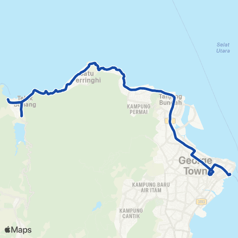 Rapid Bus Penang 101 map