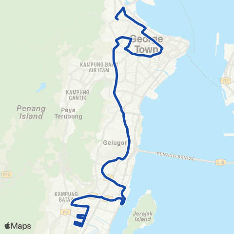 Rapid Bus Penang 304 map