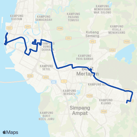 Rapid Bus Penang 709 map
