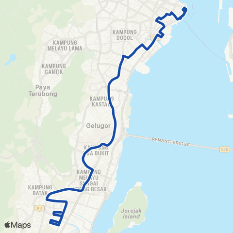 Rapid Bus Penang 303 map