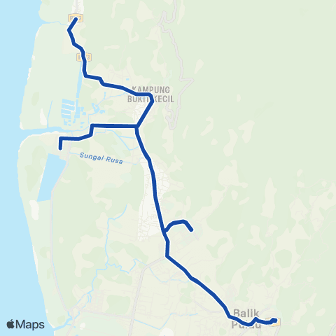 Rapid Bus Penang 404 map