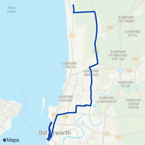 Rapid Bus Penang 605 map