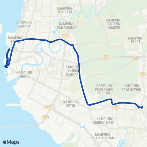 Rapid Bus Penang 702 map