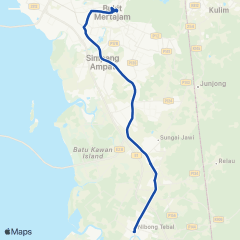 Rapid Bus Penang 802 map