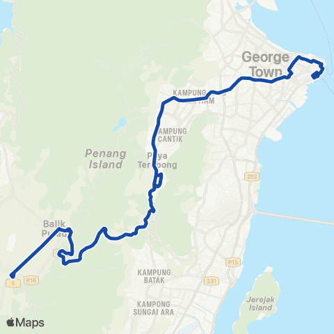 Rapid Bus Penang 502 map