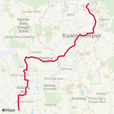 Rapid KL LRT Kelana Jaya map