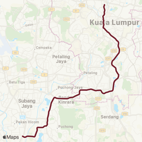Rapid KL LRT Sri Petaling map