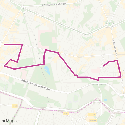 RATP La Traverse Bièvre Montsouris map