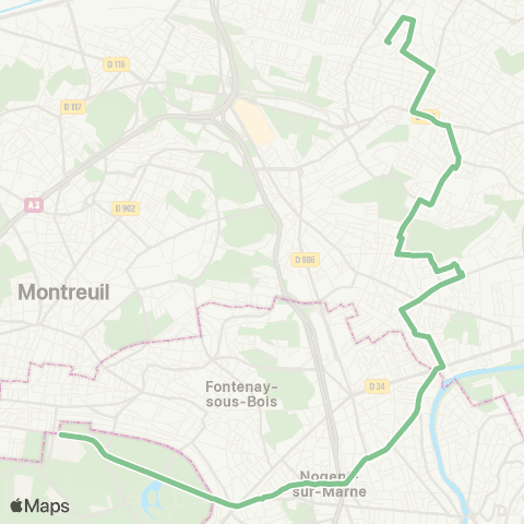 RATP Château de Vincennes <> Le Raincy-Villemomble-Montfermeil RER map