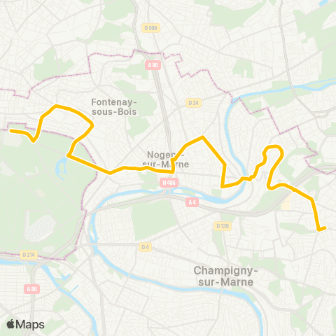 RATP Villiers-s/-Marne - le Plessis-Trévise RER <> Château de Vincennes map