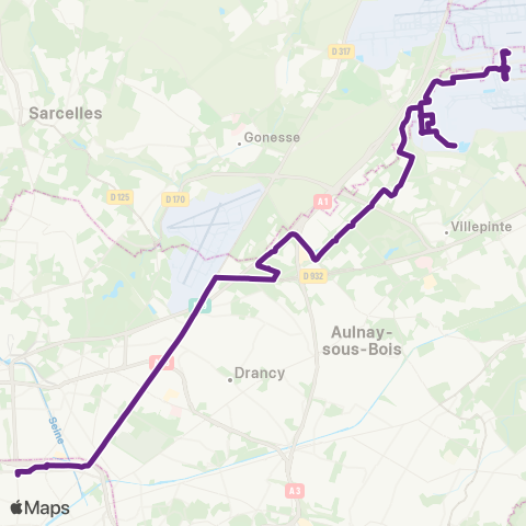 RATP Roissypôle <> Porte de la Chapelle map
