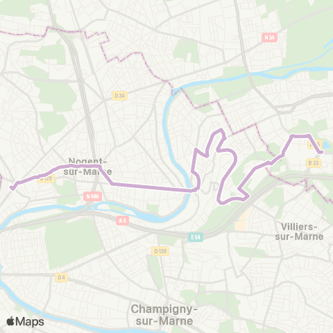 RATP Nogent-s/-Marne RER <> Gare de Noisy-le-Grand - Mont d'E. map