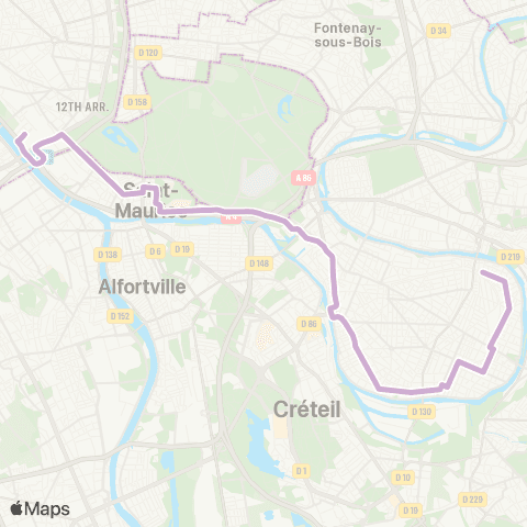 RATP Gare de Champigny - St-Maur <> Terroirs de France map