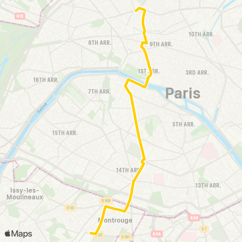 RATP Châtillon - Montrouge - Métro <> Pl. de Clichy map