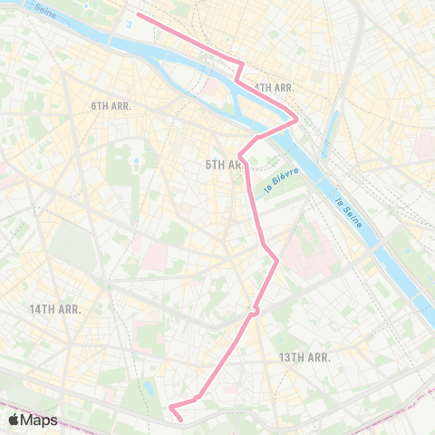 RATP Stade Charléty - Pte de Gentilly <> Palais Royal - Musée du Louvre map